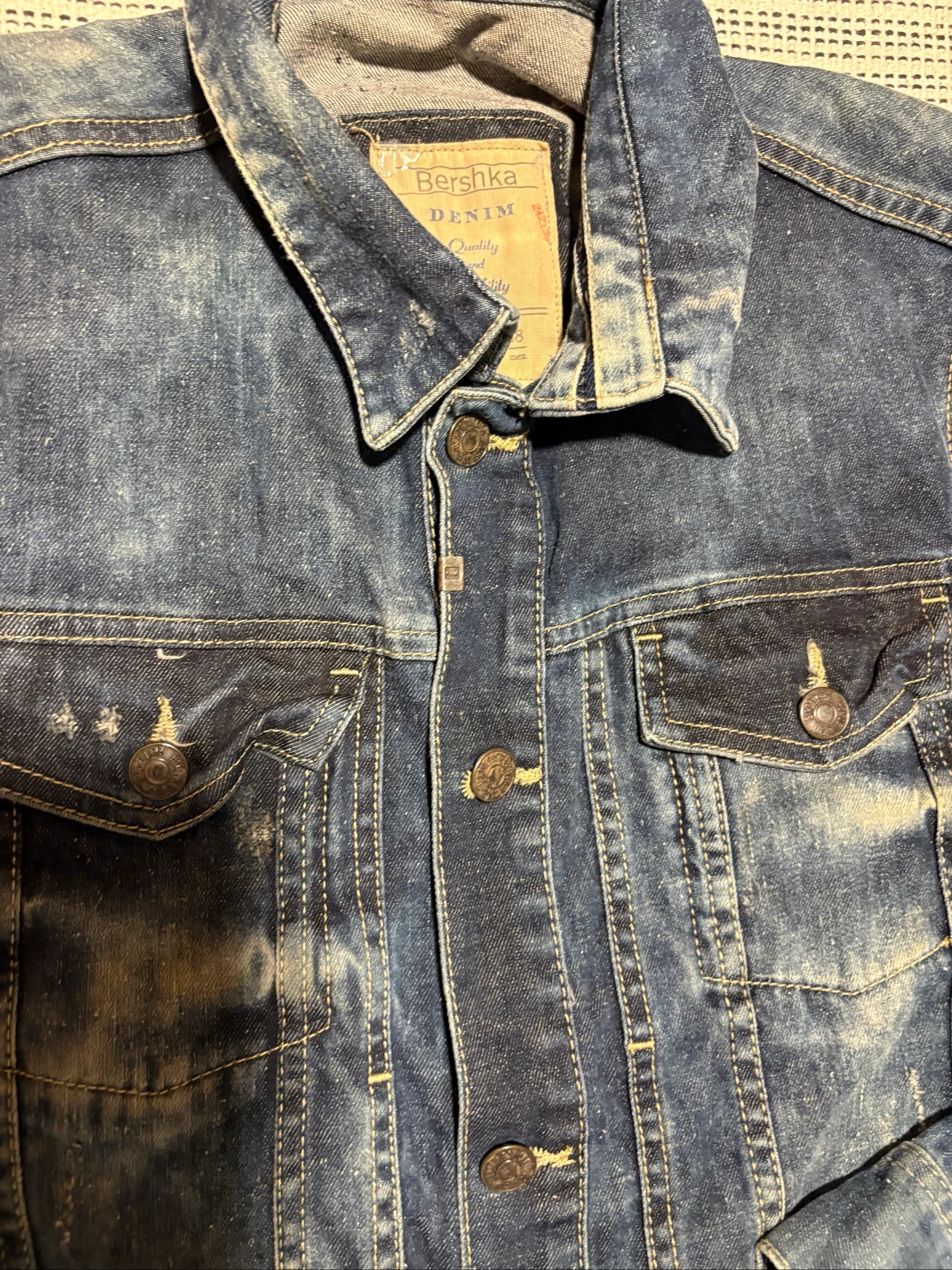 veste en jean bershka M 38 denim vestebazante veste vintage déchirée spijkerjas vestspijker – photo 3